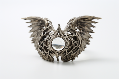 Mystical occult ring with closed eye and wings