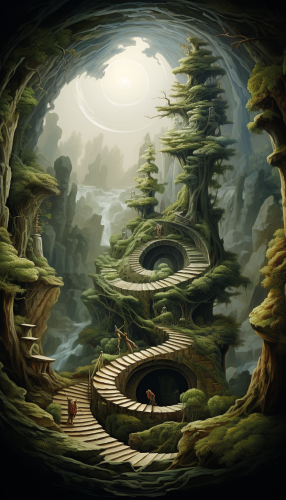 Ancient painting resembling a natural scenic spiral