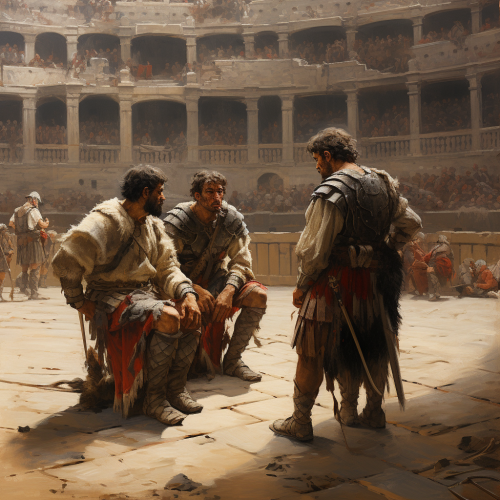 Ancient Roman Gladiators in Colosseum