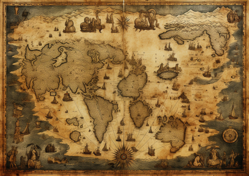 Ancient world map print