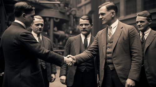 Andrew Johnson shaking hands in European Classicism style Andrew Johnson shaking hands in European Classicism style