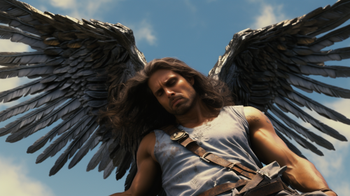 Realistic portrayal of angel Azrael in the sky