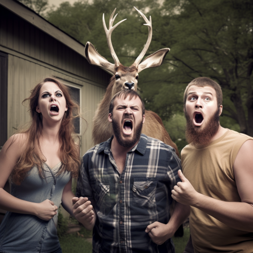 Angry rednecks screaming at deer