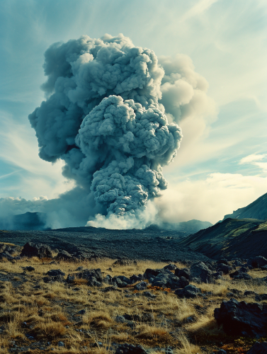 Animal smoke rising from volcano