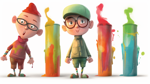 Illustration of playful paint tube character