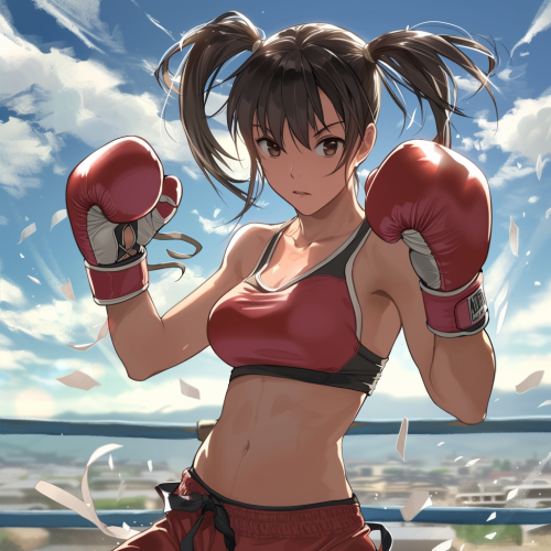 Anime girl kick boxing