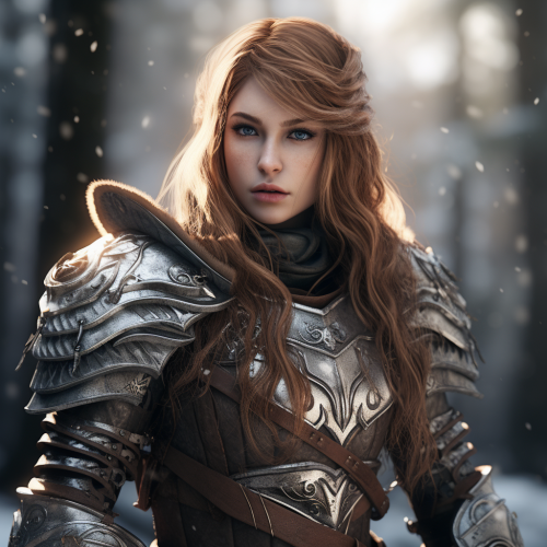 Beautiful anime girl in Skyrim Nord armor