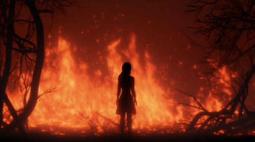 Anna Silhouette Crying Help Flames Forest Disney Pixar