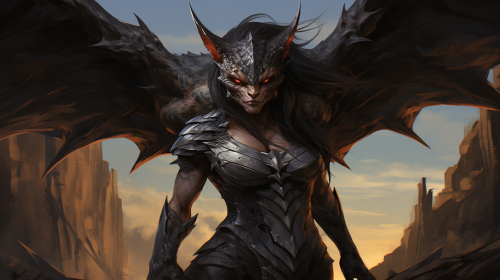 Female Chupacabra with Back Quills and Bat Wings Female Chupacabra with Back Quills and Bat Wings