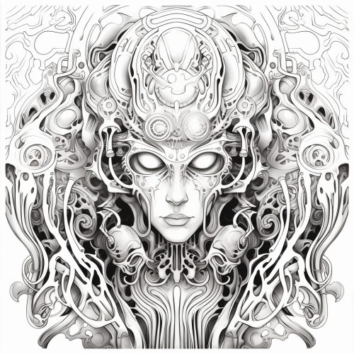 Detailed artistic coloring pattern for adults