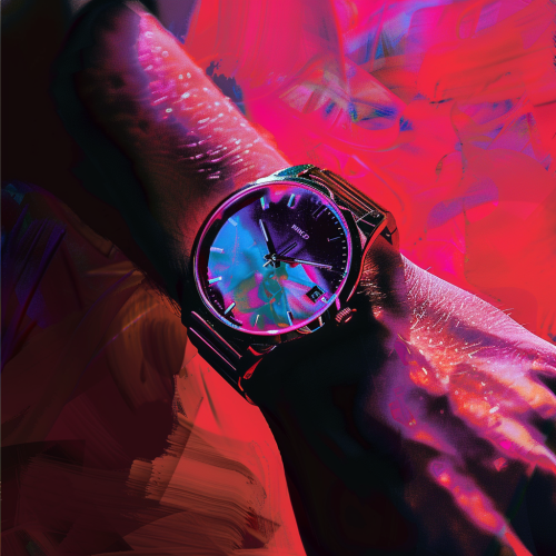 Anxious person checking watch nervously