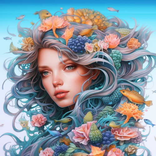 Beautiful Aquarius Girl with Colored Pencil Art