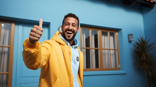 Happy Arab man celebrates football victory Happy Arab man celebrates football victory
