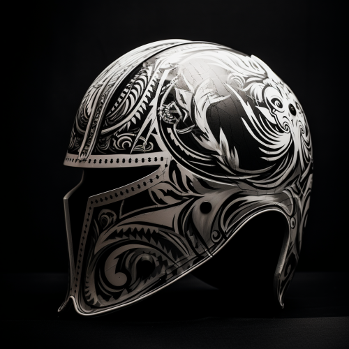 Black and white tattoo of Ares, the god of war