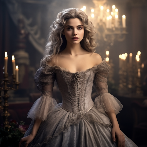 Renaissance Aristocratic Woman in Gray Tulle Dress Renaissance Aristocratic Woman in Gray Tulle Dress