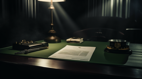 Official Army Discharge Papers Desk Green Lamp