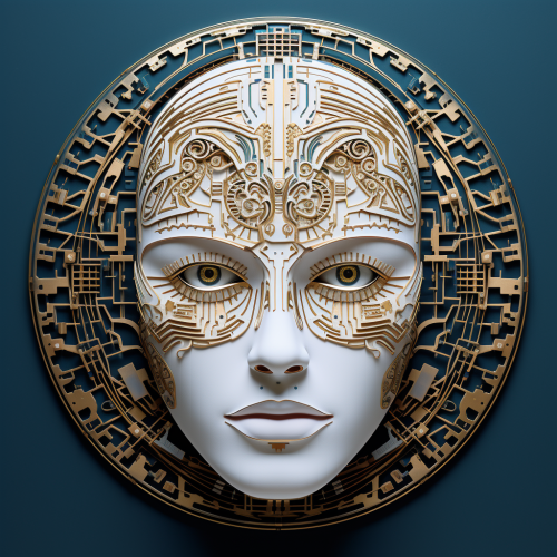 Art Deco Human Face Circuit Pattern Design