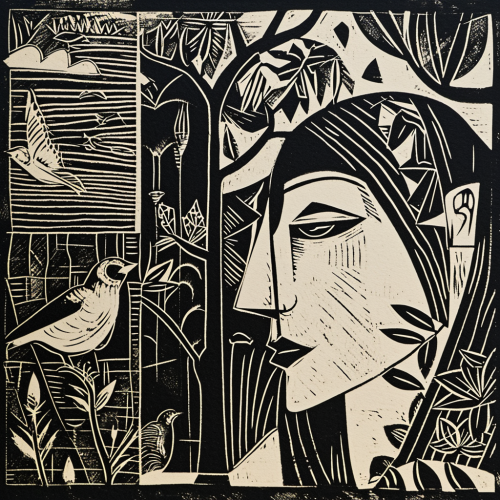 Art Deco Linocut Illustration