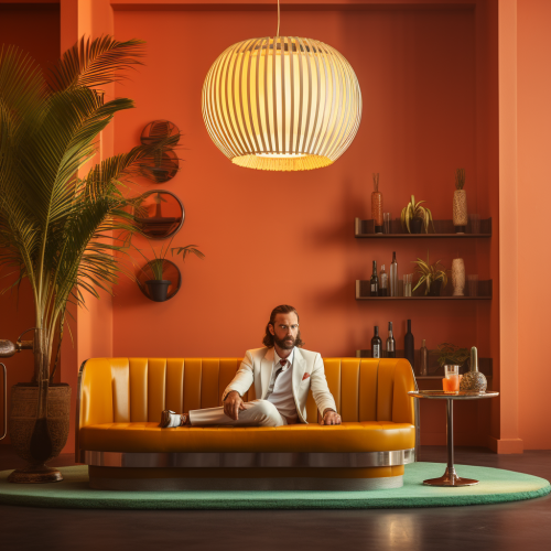 Man sitting in art deco lounge in Miami