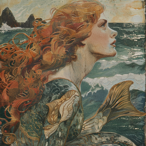 Mermaid looking at ocean view