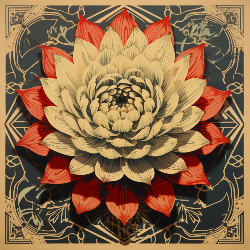 Colorful Artichoke Flower Geometry by Shepherd Fairey and Osamu Tezuka