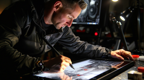 Artist on Big Screen Tablet