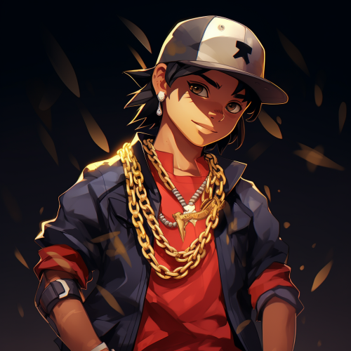 Ash Ketchum wearing gold chains and street clothes