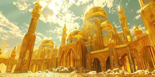 Golden sculptures in Ashgabat, Beksinski-style Golden sculptures in Ashgabat, Beksinski-style