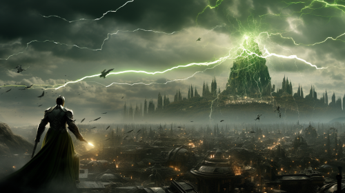 Asian Greek sci-fi warriors fractal forceshield