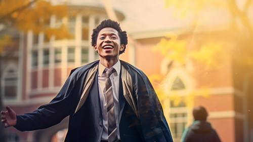 Asian man happy with university acceptance