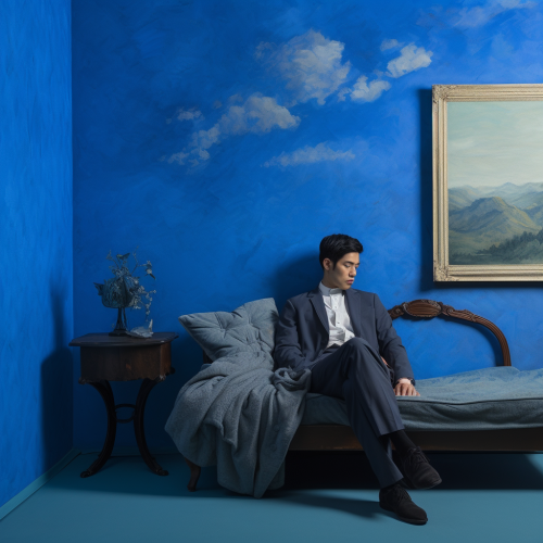 Depressed Asian man contemplating his path to success