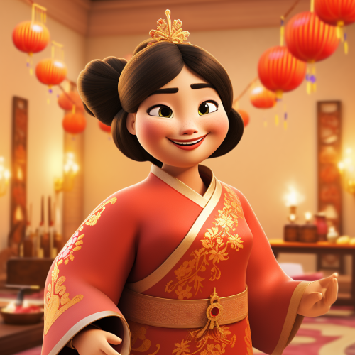 Chubby Asian Auntie in Traditional Chinese Clothing