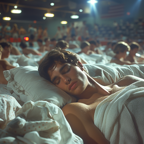 Man sleeping in gym bed