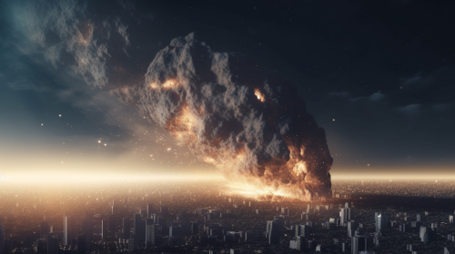 City under attack by asteroid City under attack by asteroid