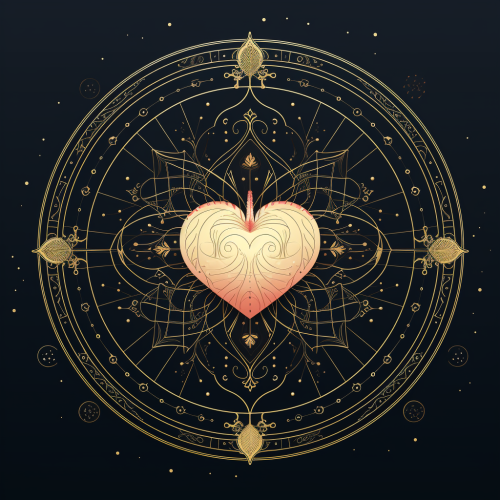 Astrology heart shape in Renaissance flat minimalist design