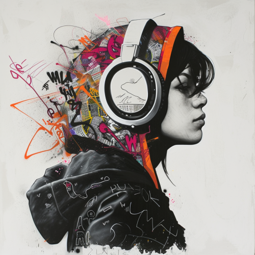 Astronaut Wearing Headphones Wildstyle Graffiti ALT text image