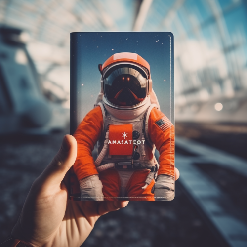Astronaut holding passport with large 'OG' letters