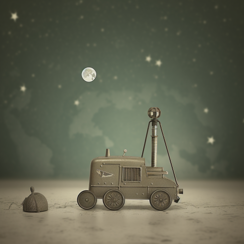 Closeup of Atomic Age Moon Robot Toy