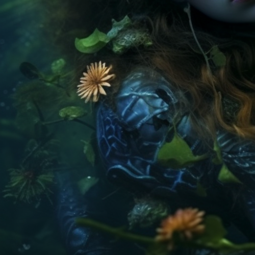 Beautiful water nymph swimming in clear sea