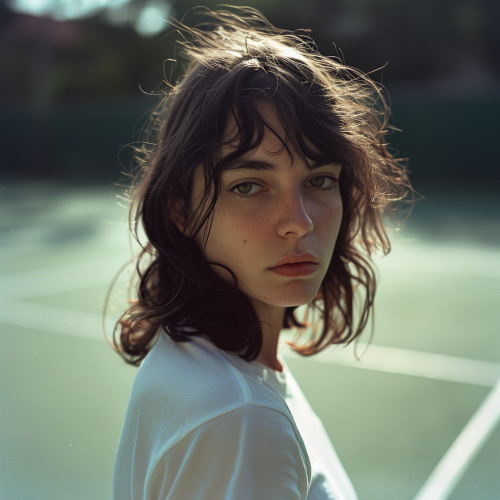 Attractive brunette woman playing tennis