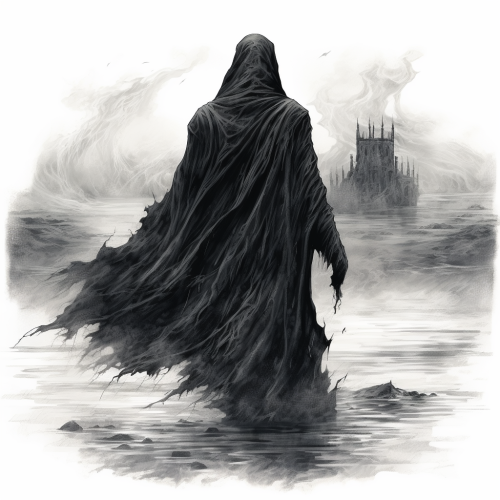 Mysterious figure battles ominous wraith