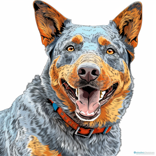 Australian Cattle Dog Cartoon Clipart with Happy Face