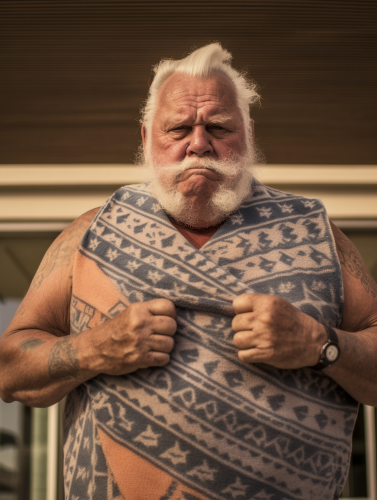 Muscular 70-year-old Australian bodybuilder by the pool