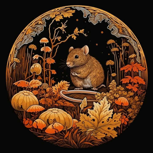 Beautiful autumn field mouse illustration