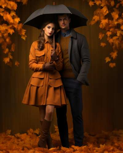 Fashionable couple in autumn attire