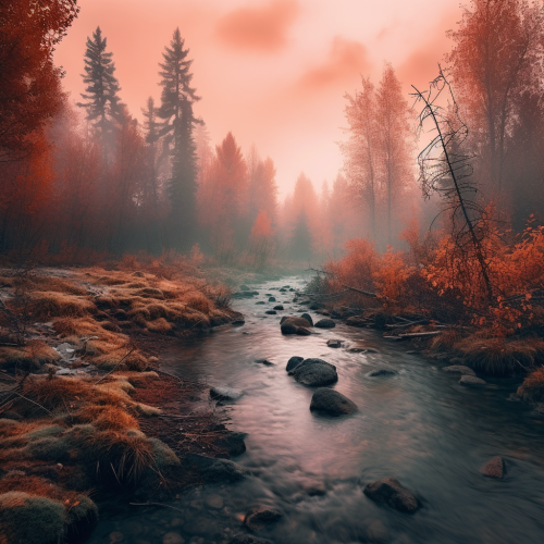 Serene autumn landscape in muted colors
