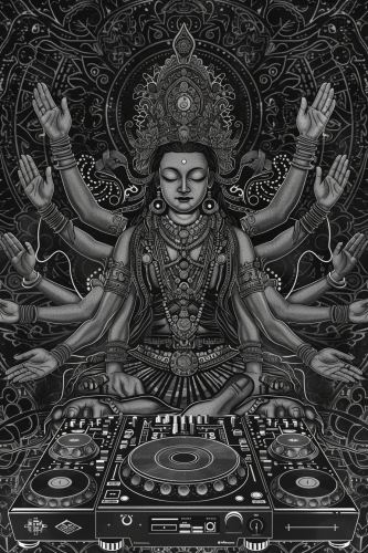 Avalokiteshvara DJ Vinyl Mandala Goddess