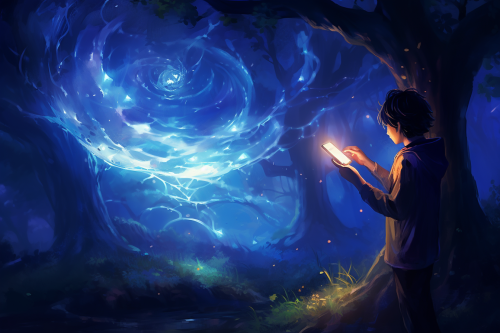 Person amazed by glowing phone screen