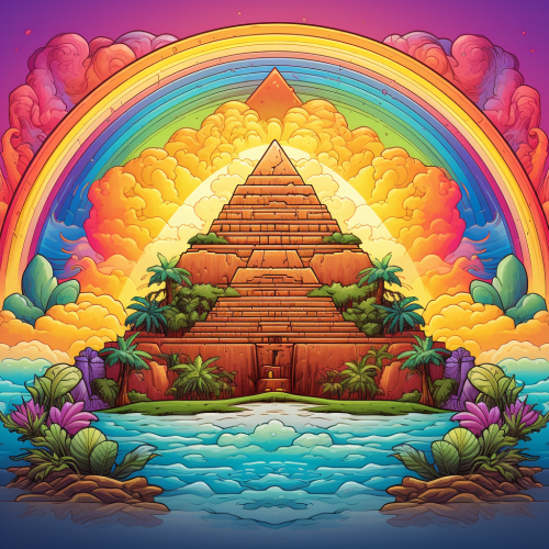 Aztec Pyramid Rainbow Above