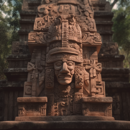 Aztec temple front view